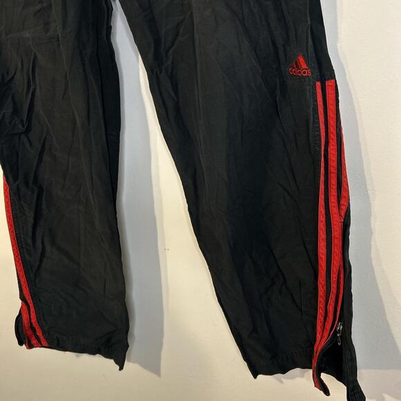 Men's Adidas Black Track Pants with Red Stripes and Ankle Zippers size large - Picture 3 of 7